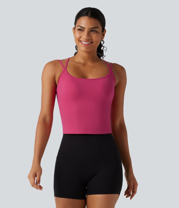 Lässiges Tanktop mit U-Ausschnitt, integriertem BH, überkreuztem Rückenausschnitt und InstantCool - schnelltrocknend, UPF50+ Lässiges Tanktop mit U-Ausschnitt, integriertem BH, überkreuztem Rückenausschnitt und InstantCool - schnelltrocknend, UPF50+