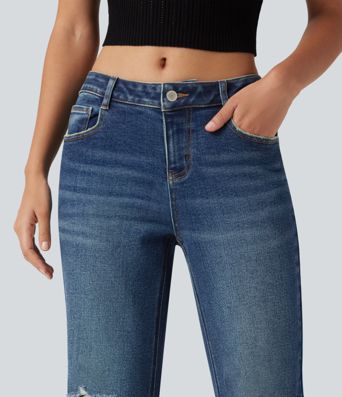 Jean flare décontracté taille basse avec poches