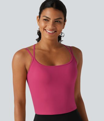 Lässiges Tanktop mit U-Ausschnitt, integriertem BH, überkreuztem Rückenausschnitt und InstantCool - schnelltrocknend, UPF50+ Lässiges Tanktop mit U-Ausschnitt, integriertem BH, überkreuztem Rückenausschnitt und InstantCool - schnelltrocknend, UPF50+