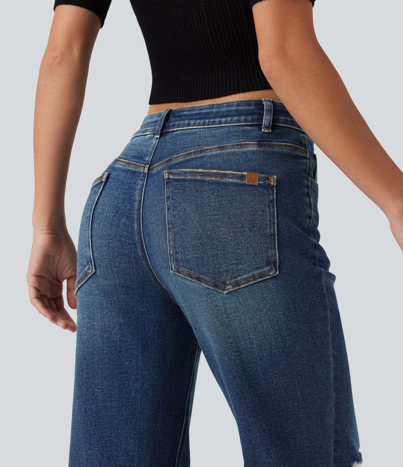 Jean flare décontracté taille basse avec poches