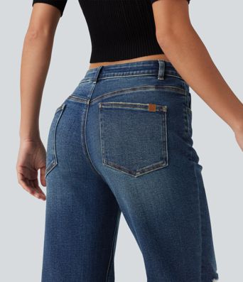 Jean flare décontracté taille basse avec poches