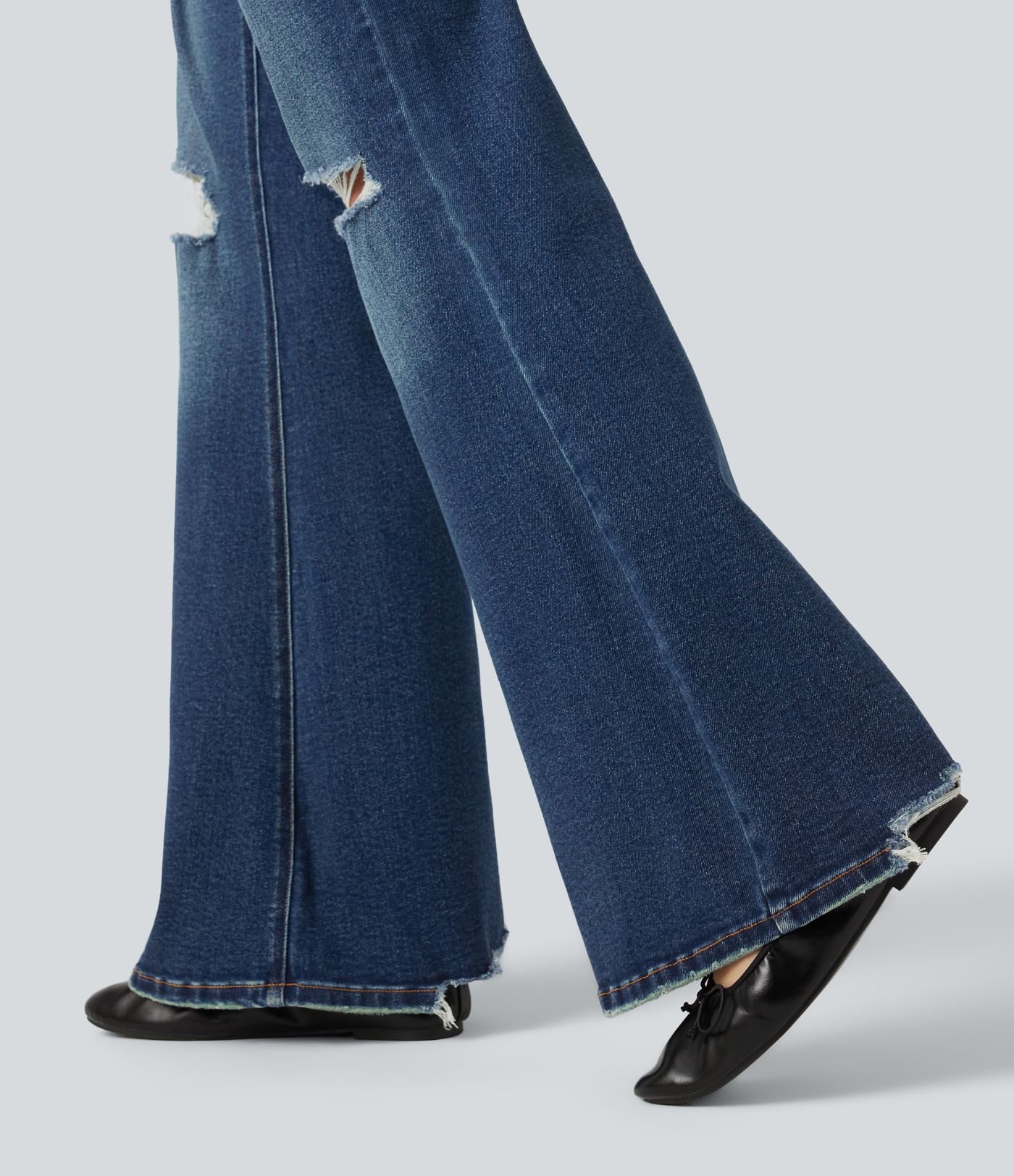 Jean flare décontracté taille basse avec poches