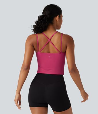 Lässiges Tanktop mit U-Ausschnitt, integriertem BH, überkreuztem Rückenausschnitt und InstantCool - schnelltrocknend, UPF50+ Lässiges Tanktop mit U-Ausschnitt, integriertem BH, überkreuztem Rückenausschnitt und InstantCool - schnelltrocknend, UPF50+
