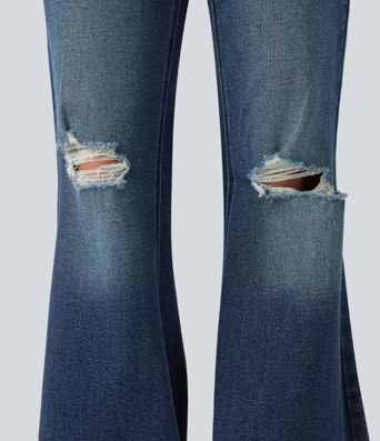 Jean flare décontracté taille basse avec poches