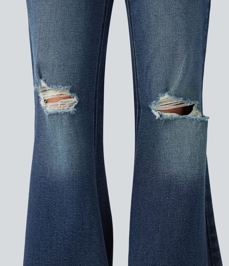 Jean flare décontracté taille basse avec poches