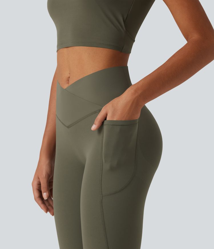 Halara UltraSculpt™ High Waisted Crossover Scrunch Butt Lifting Tummy Control Shaping Yoga Flare Leggings with Pockets Halara UltraSculpt™ High Waisted Crossover Scrunch Butt Lifting Tummy Control Shaping Yoga Flare Leggings with Pockets