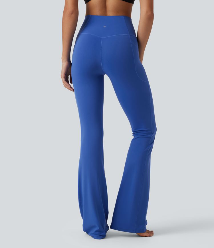 SoftlyZero™ High Waisted Crossover Plain Bootcut Casual Leggings with Pockets-UPF50+