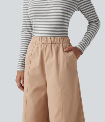 High Waisted Barrel Leg Casual Pants with Pockets