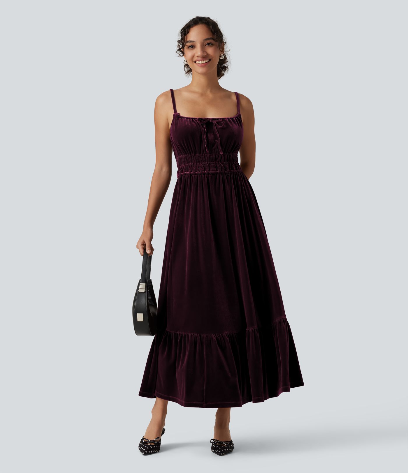Square Neck Tie Front Flowy Midi Casual Slip Milkmaid Dress Square Neck Tie Front Flowy Midi Casual Slip Milkmaid Dress