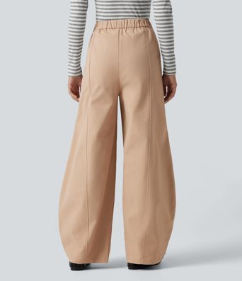 High Waisted Barrel Leg Casual Pants with Pockets