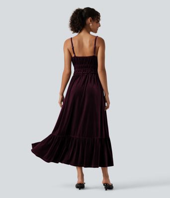 Square Neck Tie Front Flowy Midi Casual Slip Milkmaid Dress Square Neck Tie Front Flowy Midi Casual Slip Milkmaid Dress