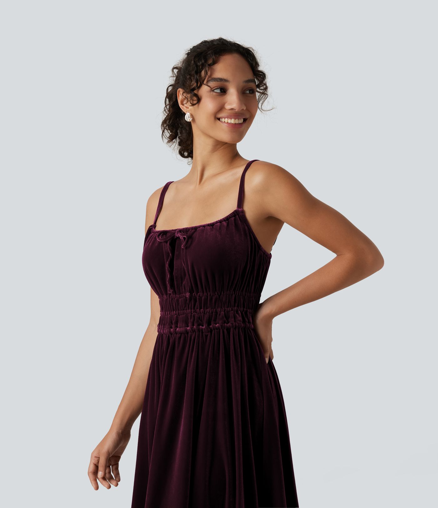 Square Neck Tie Front Flowy Midi Casual Slip Milkmaid Dress Square Neck Tie Front Flowy Midi Casual Slip Milkmaid Dress