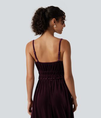 Square Neck Tie Front Flowy Midi Casual Slip Milkmaid Dress Square Neck Tie Front Flowy Midi Casual Slip Milkmaid Dress