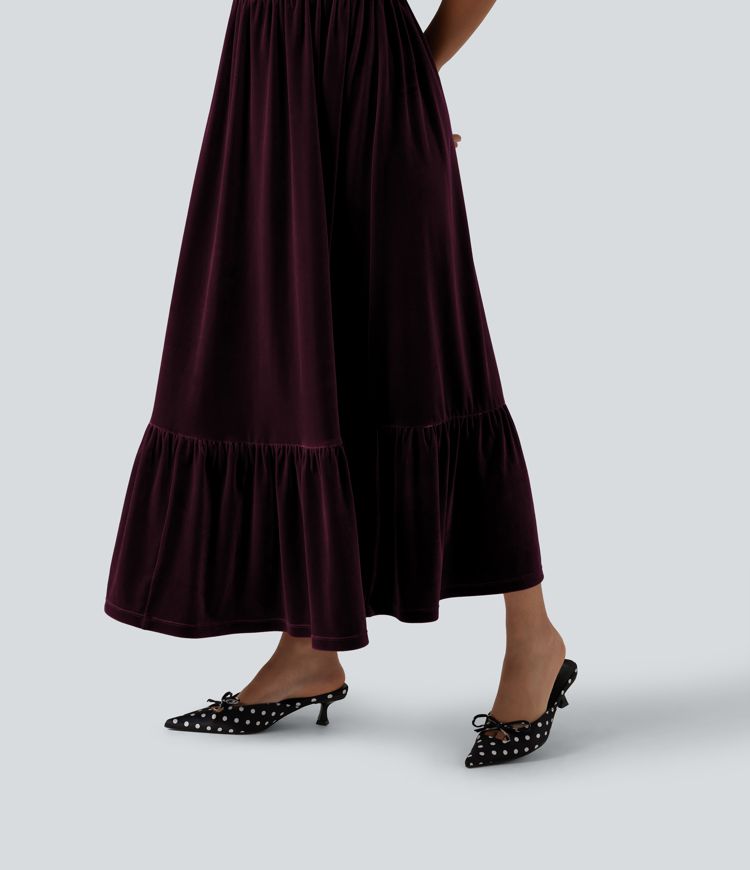 Square Neck Tie Front Flowy Midi Casual Slip Milkmaid Dress Square Neck Tie Front Flowy Midi Casual Slip Milkmaid Dress
