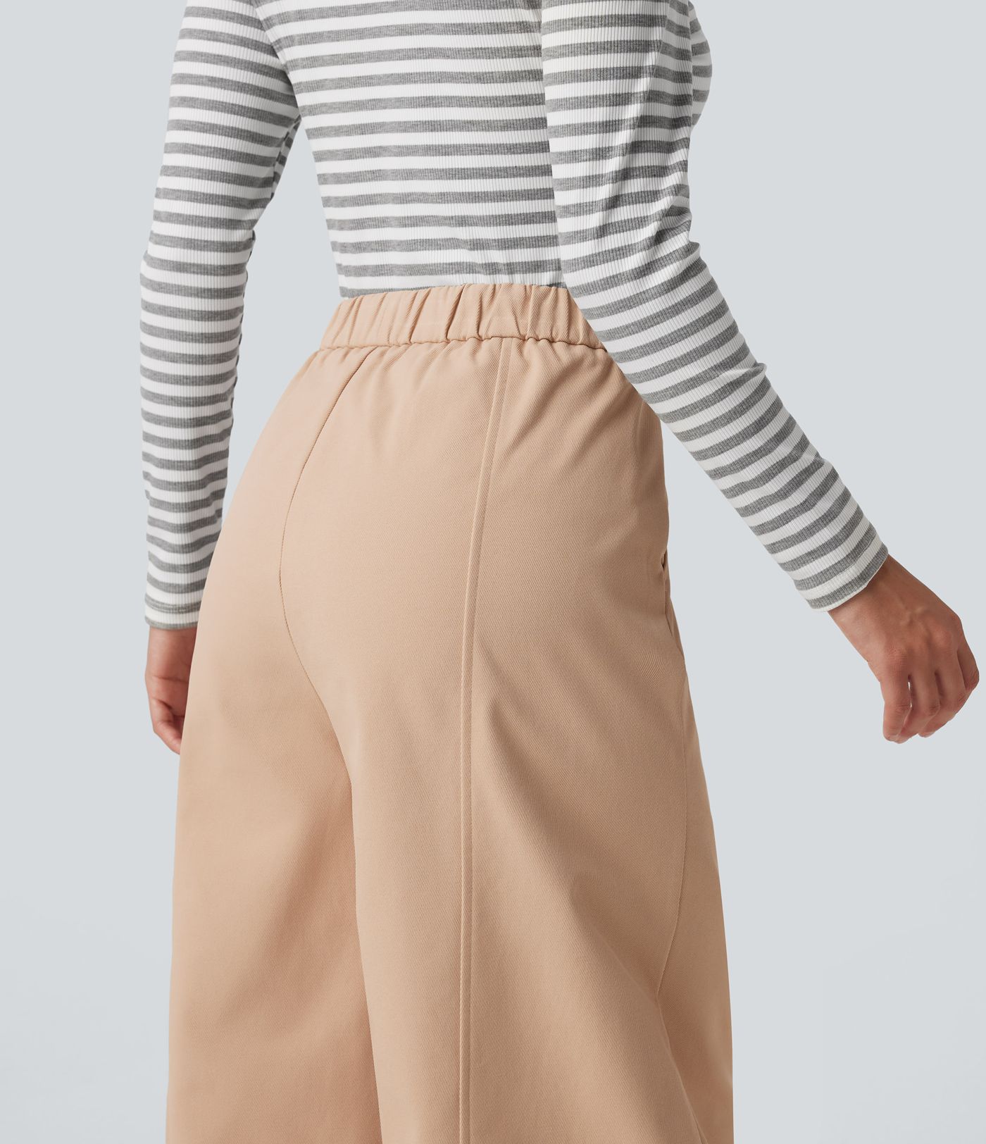 High Waisted Barrel Leg Casual Pants with Pockets
