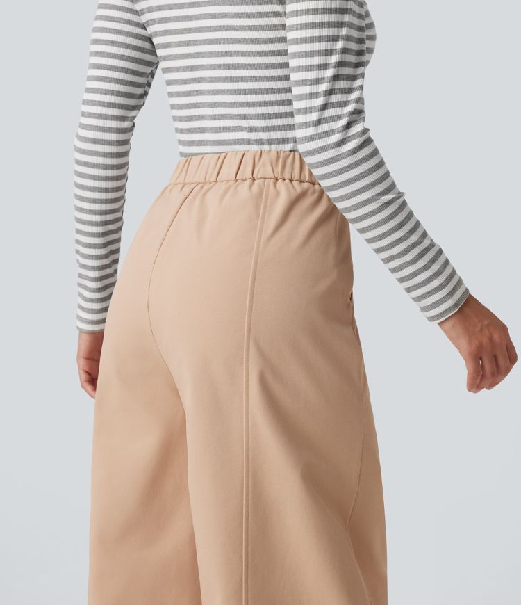 High Waisted Barrel Leg Casual Pants with Pockets