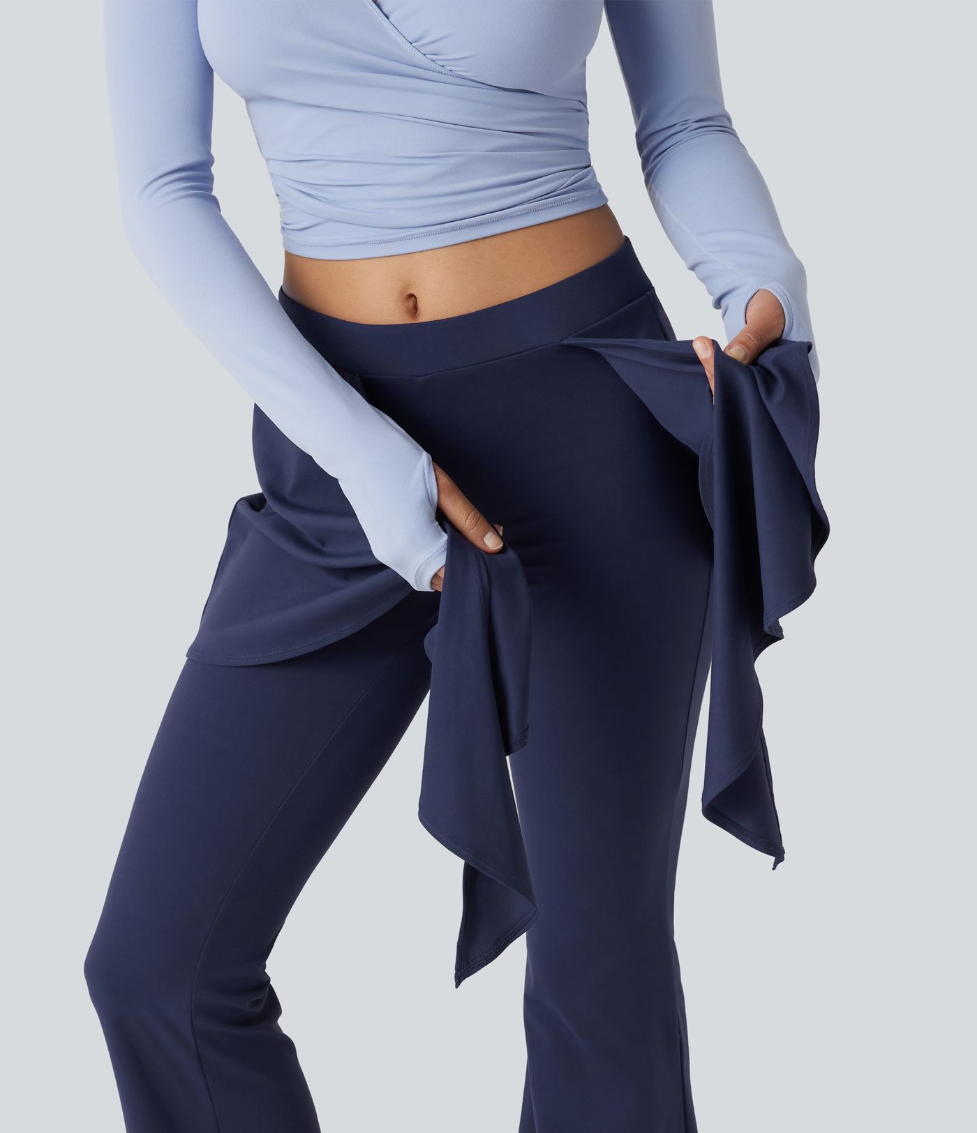 SoftlyZero™ - Flare-Tanz-Leggings mit mittelhohem Bund, und Bindeband vorne - UPF50+
