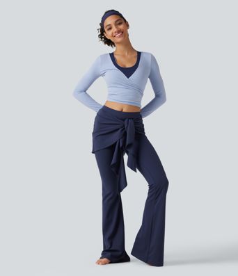 SoftlyZero™ - Flare-Tanz-Leggings mit mittelhohem Bund, und Bindeband vorne - UPF50+