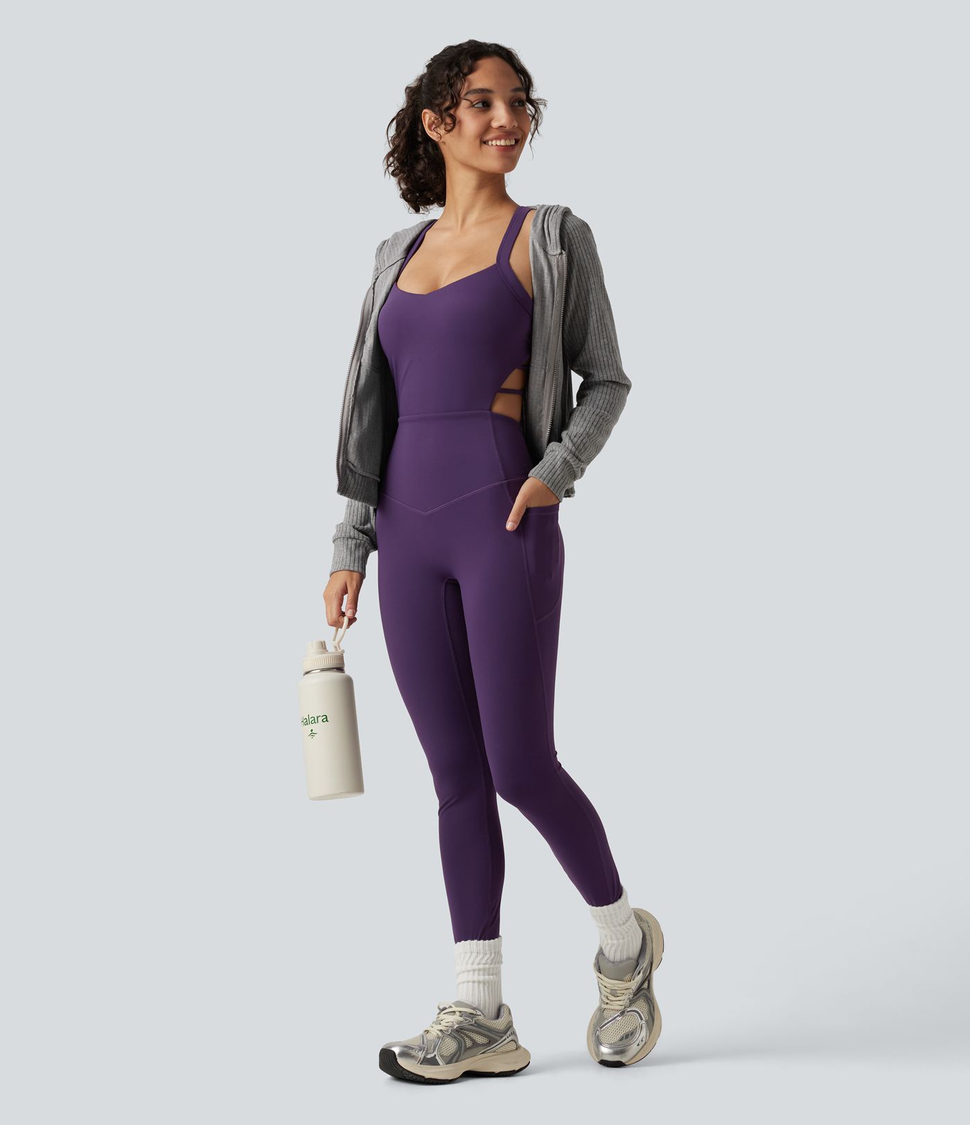Halara UltraSculpt™ Built-in Bra Tummy Control Workout Jumpsuit with Pockets-Easy Peezy Edition Halara UltraSculpt™ Built-in Bra Tummy Control Workout Jumpsuit with Pockets-Easy Peezy Edition