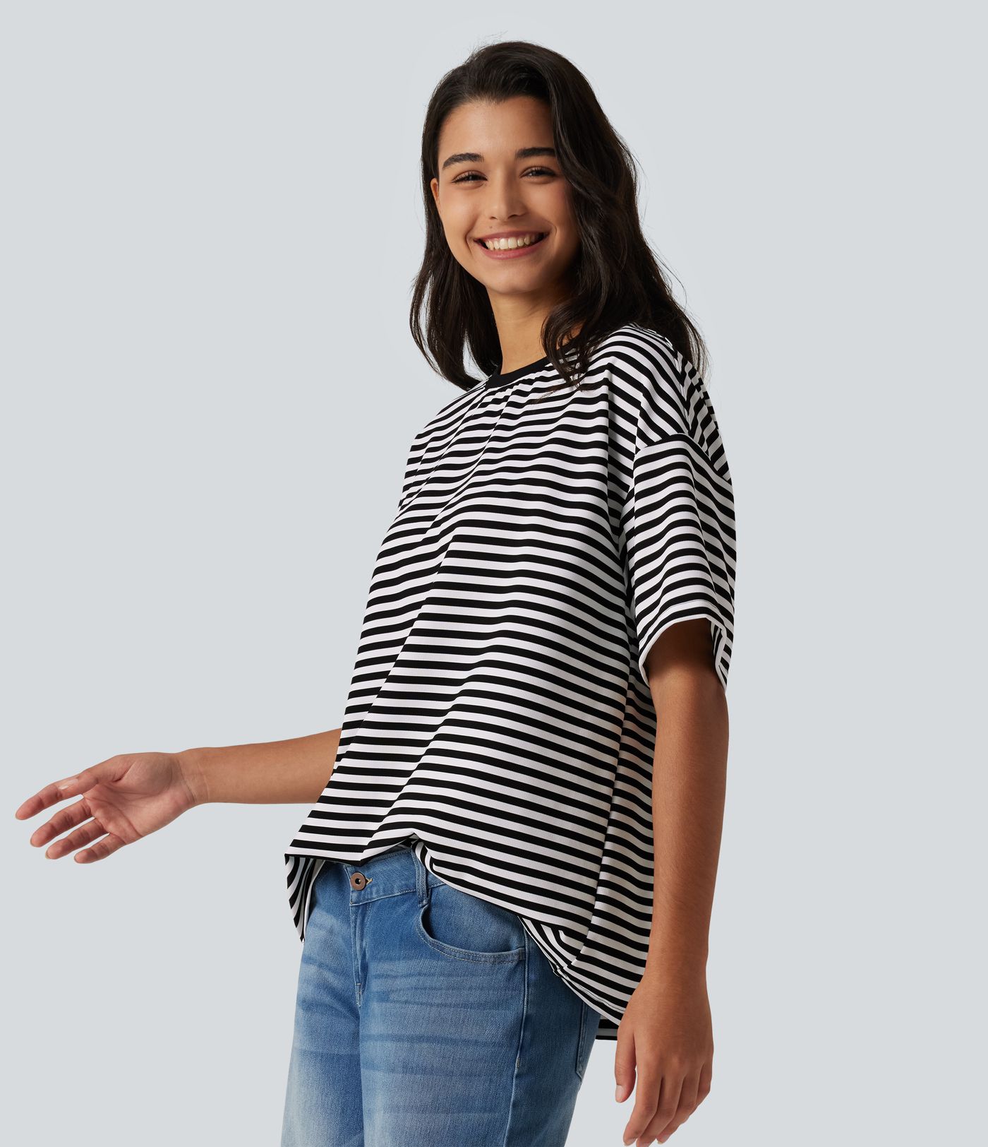 Round Neck Short Sleeve Stripe Waffle Casual T-Shirt Round Neck Short Sleeve Stripe Waffle Casual T-Shirt