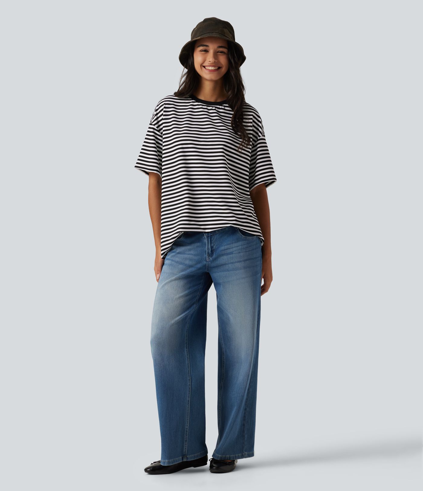 Round Neck Short Sleeve Stripe Waffle Casual T-Shirt Round Neck Short Sleeve Stripe Waffle Casual T-Shirt