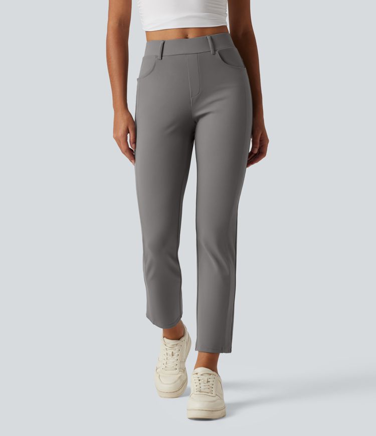 Mid Rise Casual Pants with Pockets Mid Rise Casual Pants with Pockets