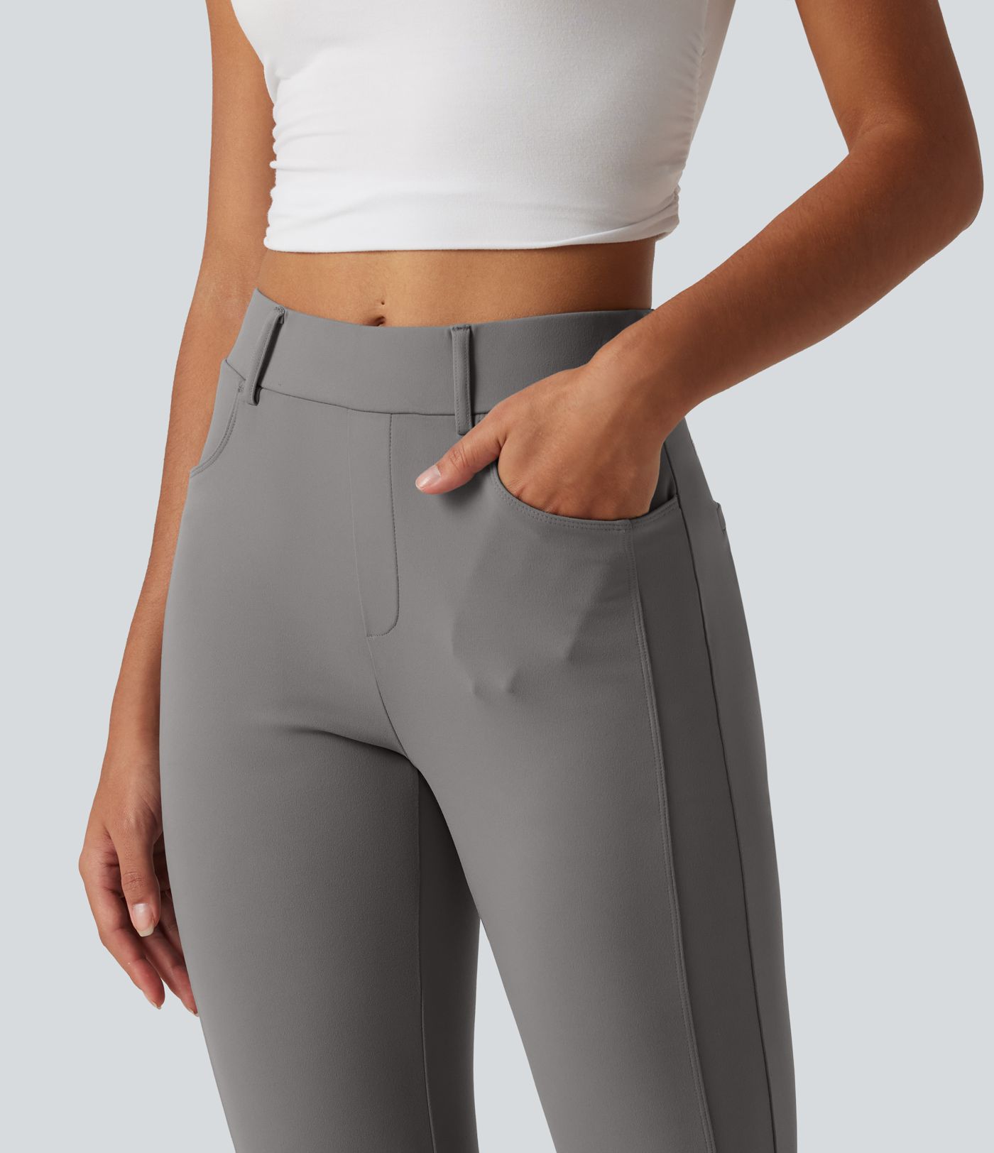 Mid Rise Casual Pants with Pockets Mid Rise Casual Pants with Pockets