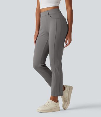 Mid Rise Casual Pants with Pockets