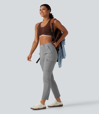 High Waisted Solid InstantCool Skinny Hiking Cargo Pants with Pockets