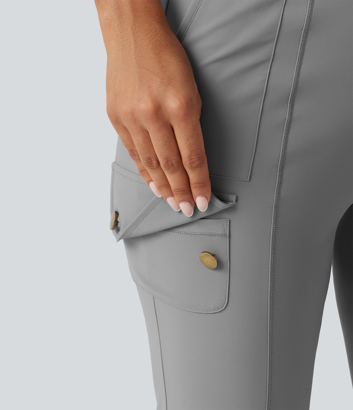 High Waisted Solid InstantCool Skinny Hiking Cargo Pants with Pockets
