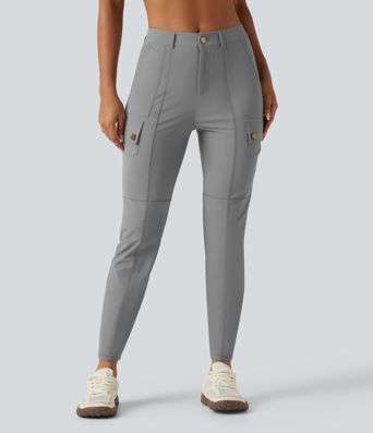High Waisted Solid InstantCool Skinny Hiking Cargo Pants with Pockets