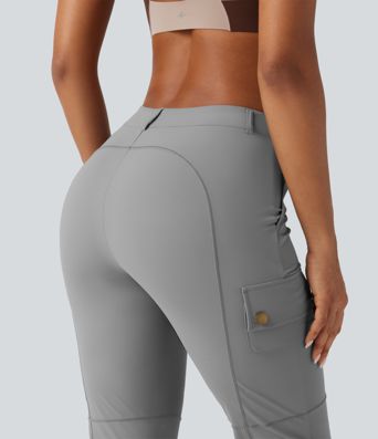High Waisted Solid InstantCool Skinny Hiking Cargo Pants with Pockets