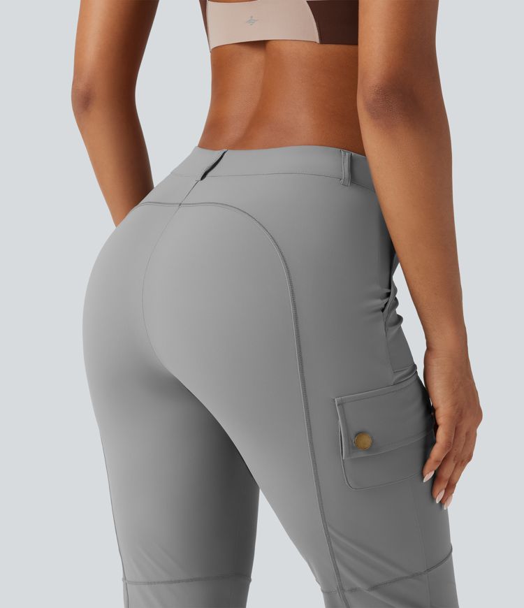 High Waisted Solid InstantCool Skinny Hiking Cargo Pants with Pockets