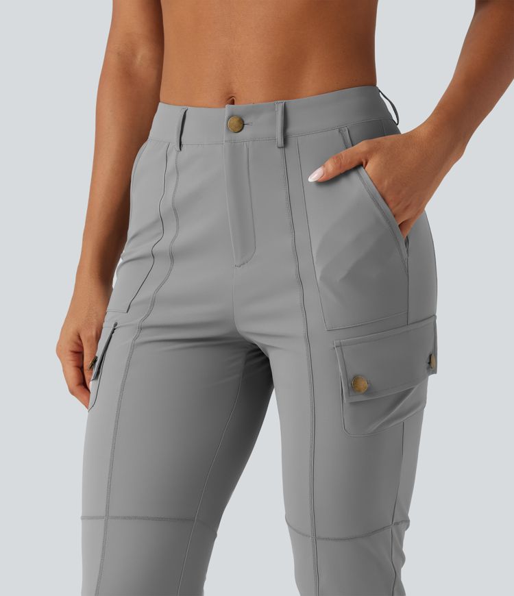 High Waisted Solid InstantCool Skinny Hiking Cargo Pants with Pockets