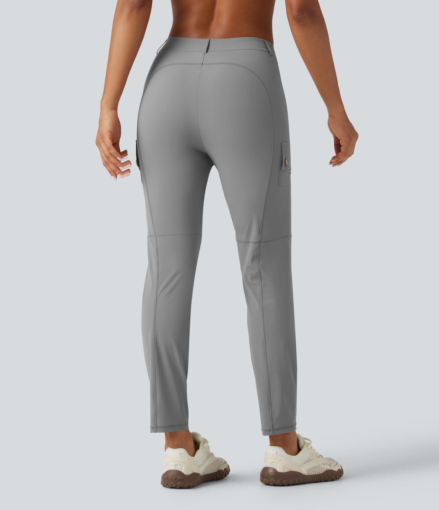 High Waisted Solid InstantCool Skinny Hiking Cargo Pants with Pockets