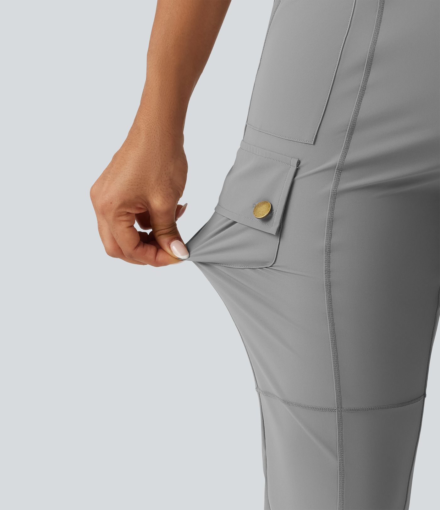 High Waisted Solid InstantCool Skinny Hiking Cargo Pants with Pockets