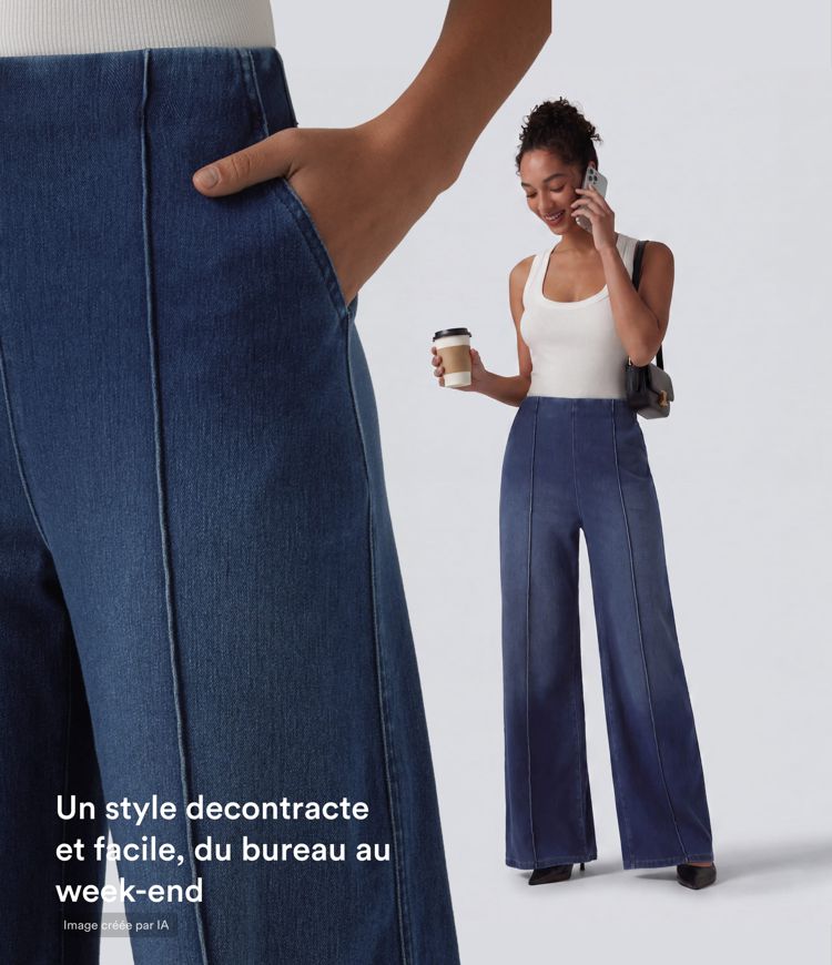 Halara Flex™ Jean large taille haute avec poches