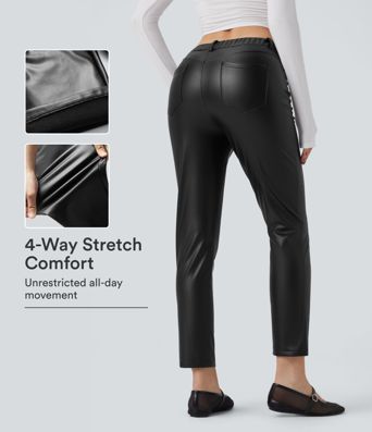 Kalhoty 7/8 se středním pasem, strečové z materiálu PU-fleece, volně zúžené, s kapsami. Kalhoty 7/8 se středním pasem, strečové z materiálu PU-fleece, volně zúžené, s kapsami.