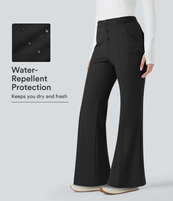 Water Repellent Abrasion-Resistant Low Rise Hiking Bootcut Pants with Pockets