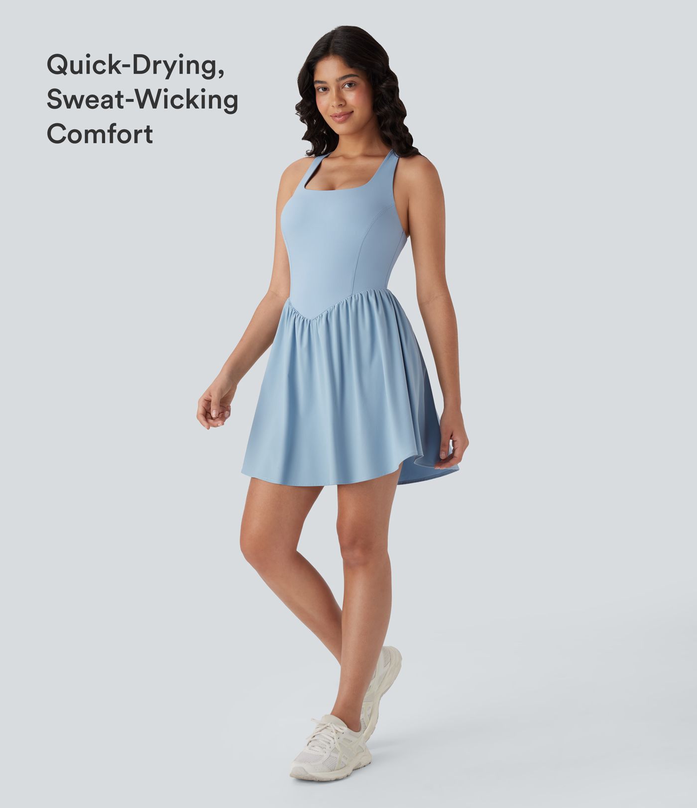 Breezeful™ Corset mini-robe active 2-en-1 avec poche, séchage rapide, tissu fluide, pour pickleball — longueur allongée Breezeful™ Corset mini-robe active 2-en-1 avec poche, séchage rapide, tissu fluide, pour pickleball — longueur allongée