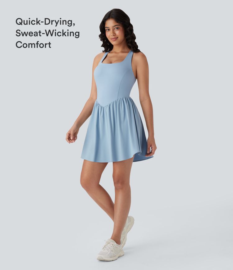 Breezeful™ Corset mini-robe active 2-en-1 avec poche, séchage rapide, tissu fluide, pour pickleball — longueur allongée Breezeful™ Corset mini-robe active 2-en-1 avec poche, séchage rapide, tissu fluide, pour pickleball — longueur allongée