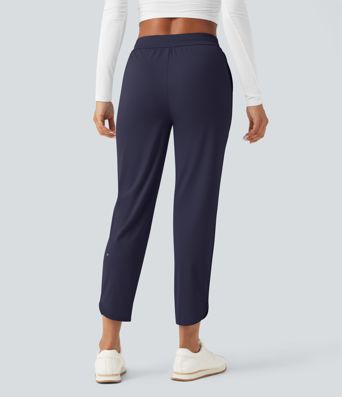 Pantalon de golf fuselé, taille mi-haute, cordon, ourlet courbé, séchage rapide, avec poches—UPF40+