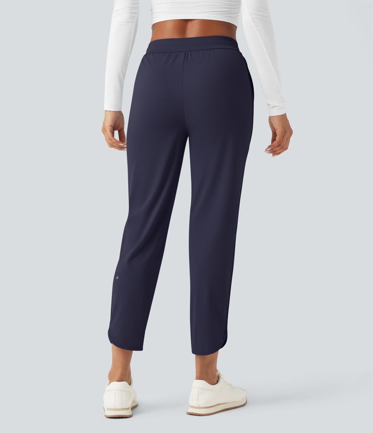 Pantalon de golf fuselé, taille mi-haute, cordon, ourlet courbé, séchage rapide, avec poches—UPF40+
