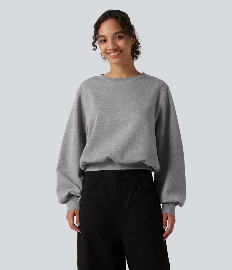 Round Neck Bubble Long Sleeve Casual Sweatshirt Round Neck Bubble Long Sleeve Casual Sweatshirt
