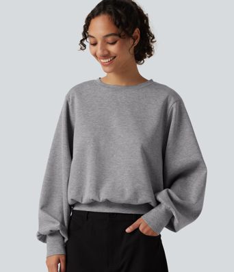 Round Neck Bubble Long Sleeve Casual Sweatshirt Round Neck Bubble Long Sleeve Casual Sweatshirt