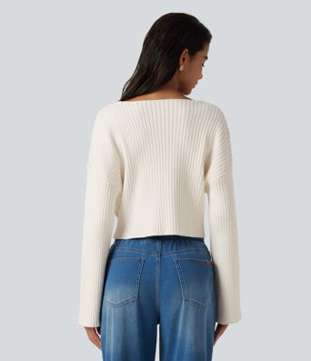 V-Neck Long Sleeve Casual Sweater