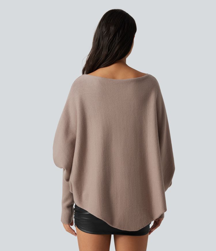 Batwing Long Sleeve Asymmetric Hem Casual Jumper Batwing Long Sleeve Asymmetric Hem Casual Jumper