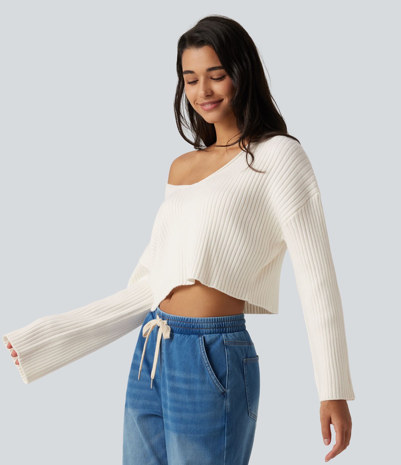 V-Neck Long Sleeve Casual Sweater