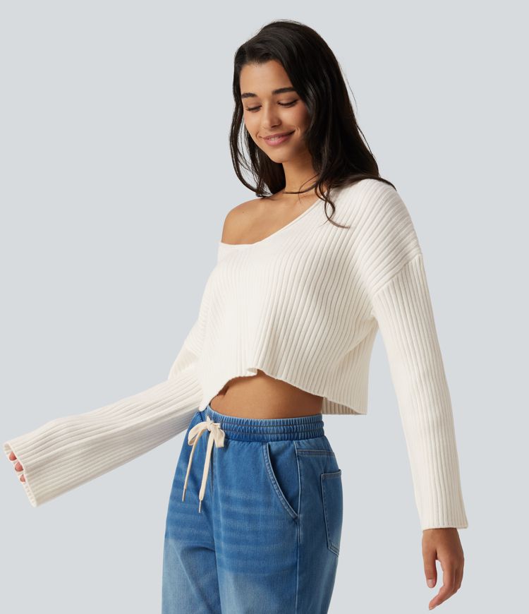 V-Neck Long Sleeve Casual Sweater