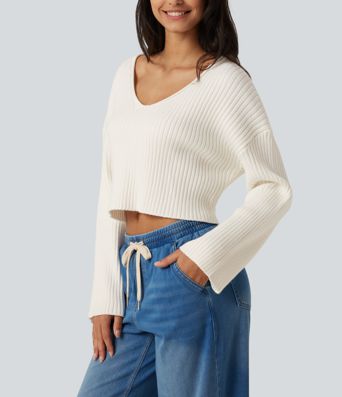 V-Neck Long Sleeve Casual Sweater